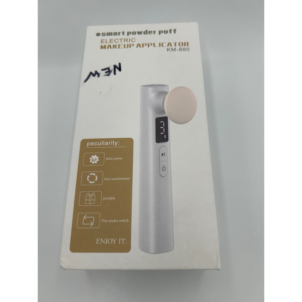 Smart Powder Puff Electric Makeup Applicator KM-880 Silver 5 Modes New Open Box